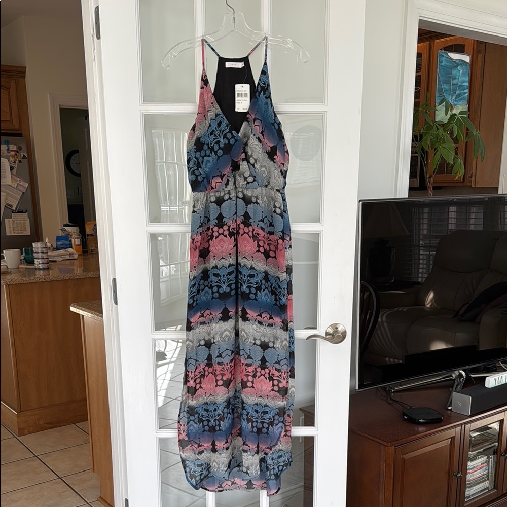 Lush size S chiffon maxi, partially lined, ombré floral print. NWT.